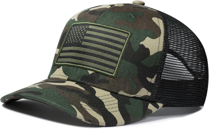 AURR American Flag Trucker Hat, Patriotic Baseball Cap for Men & Women, Breathable Mesh Adjustable Snapback, USA Flag Patch - Image 1